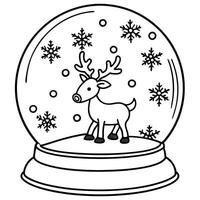 Deer in snowglobe. christmas reindeer with snowflakes in christmas snow globe vector