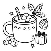 Festive Delights Unveiled. Christmas Hot Cocoa and Marshmallow Charm vector