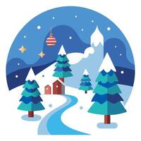 Winter wonderland landscape with snow and trees for christmas vector