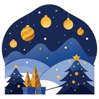 Christmas tree and presents in the snow vector