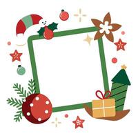 Christmas mock up composition. Blank photo frame with decoration vector