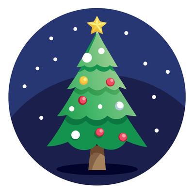 Christmas tree with bookeh background and copy space. dark background.