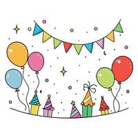 Party Background with lights. confetti. balloons and serpentine vector