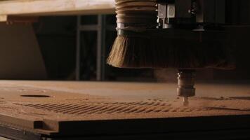 Wood Cutting Machine with needle. Creative. Machine with needle for wood carving. Factory machine with automation of fine wood carving video