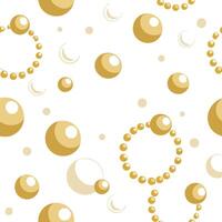 Golden beads and pearls on a white background vector