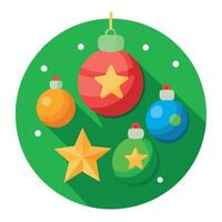 3d render of christmas baubles and stars on green background vector