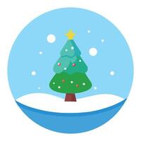 Clear water bubble with festive christmas tree in it. vector