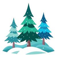 Illustration of fir trees in the snow as a Christmas background vector