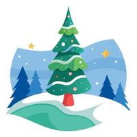 Christmas tree in the snow illustration vector