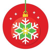 Hanging christmas snowflake on red background illustration vector