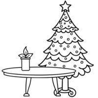 A white christmas tree sitting on top of a table. Simple Christmas trees. vector