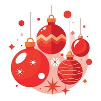 Abstract red christmas background with red christmas baubles and decorations. bokeh and sparkles vector