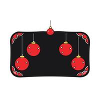 Christmas frame on black background with red christmas balls. vector