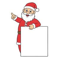 Santa Claus stands behind an empty form and points at finger. vector