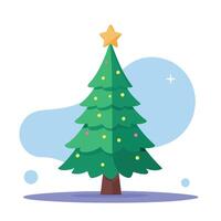 A small christmas tree in front of a blurry background. vector