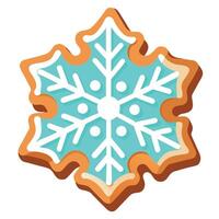 Snowflake christmas cookie with frosting isolated on transparent background. vector