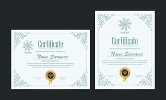 Certificate of achievement template with vintage gold border vector