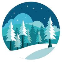 Winter landscape with snow and trees illustration vector