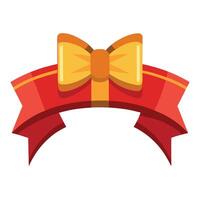 Red ribbon and bow with gold isolated against transparent background vector