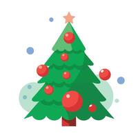 Christmas tree and red christmas balls on abstract defocus background with bokeh. vector