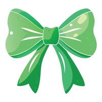 Watercolor. Drawing of a green bow on a white background. vector