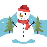 Charming Snowman Standing Proudly in a Winter Wonderland. vector