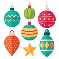 Collection set of various Christmas ornaments isolated on transparent or white background. vector