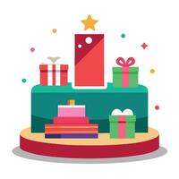 Podium products display background. christmas theme.Created with technology. vector