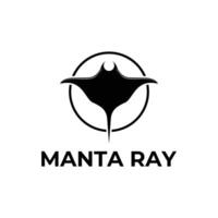 manta ray logo design concept with label circle vector