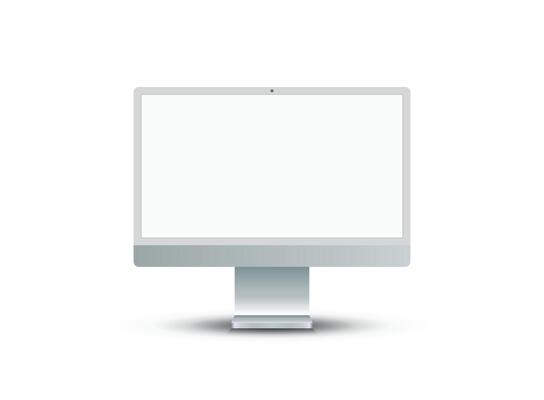 Thin frame monitor mock up icon in flat style. Computer display illustration on isolated background. Electronic gadget sign business concept.