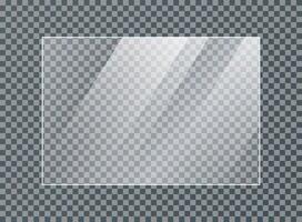 Glass plate icon in flat style. Realistic window illustration on isolated background. Clear glass showcase sign business concept. vector