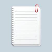 Paper page in flat style. Sheet with lines and grid illustration on isolated background. Blank document sign business concept. vector