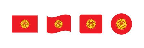 Kyrgyzstan flag. Set of Kyrgyzstan Flags Collection. vector