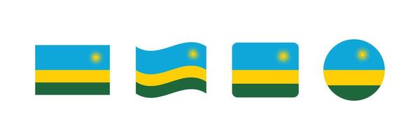 Rwanda flag. Set of Rwanda Flags Collection. vector