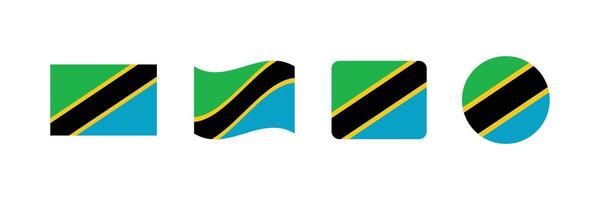Tanzania flag. Set of Tanzania Flags Collection. vector