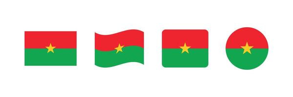 Burkina Faso flag. Set of Burkina Faso Flags Collection. vector