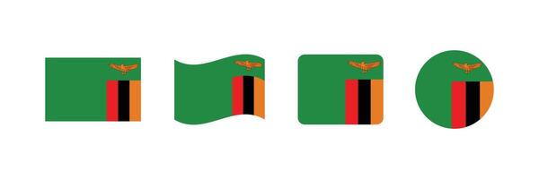 Zambia flag. Set of Zambia Flags Collection. vector