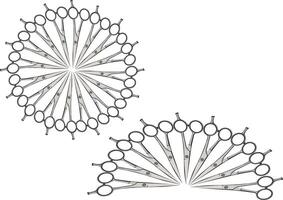 Professional hairdressing scissors forming a circle and a semicircle on white background vector
