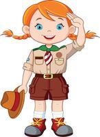 young girl dressed as Girl scout vector