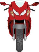 Red motorcycle front view with headlights on vector