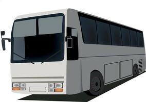 Large white coach bus parked on white background vector