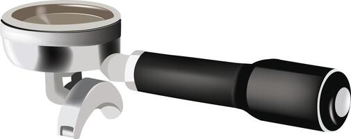 Portafilter with black handle preparing espresso coffee vector