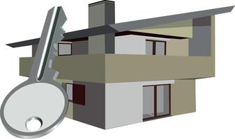 A house with a key and a keyhole vector