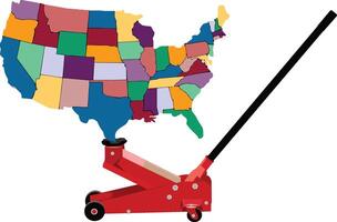 A map of the united states with a red jack vector