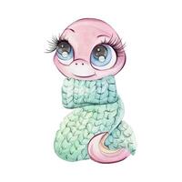 A charming cartoon worm in a cozy knitted sweater, with big, expressive eyes that attract attention vector