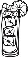 A black and white drawing of a glass of lemonade vector