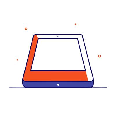 A tablet with a blank screen on it