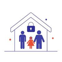 Family home with padlock and child inside vector