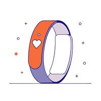 An illustration of a smart watch with a heart vector