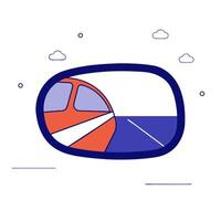 A car mirror with a train on it vector